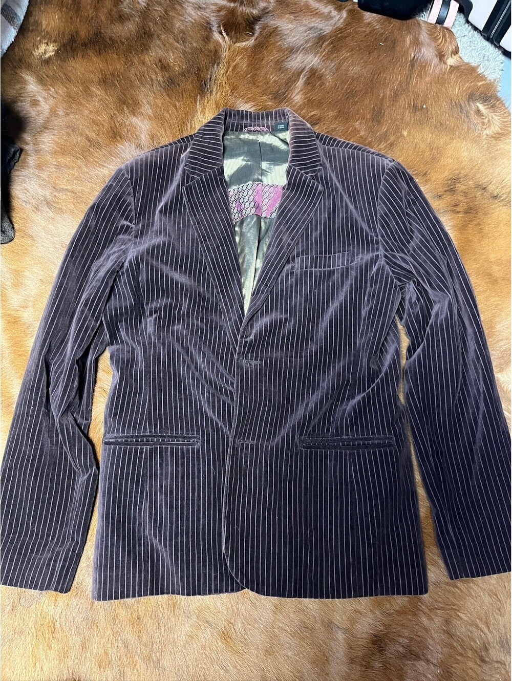 Guess Brown Pinstripe Blazer